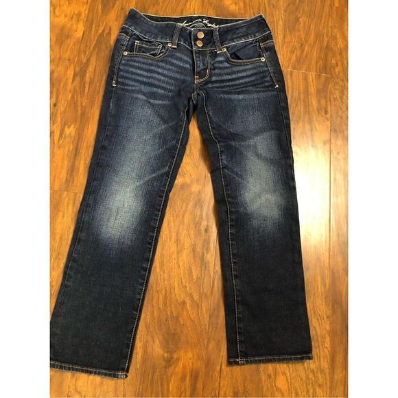 American Eagle Womens Jeans Size 0 Regular Stretch Artist Crop Dark Wash - Picture 1 of 13